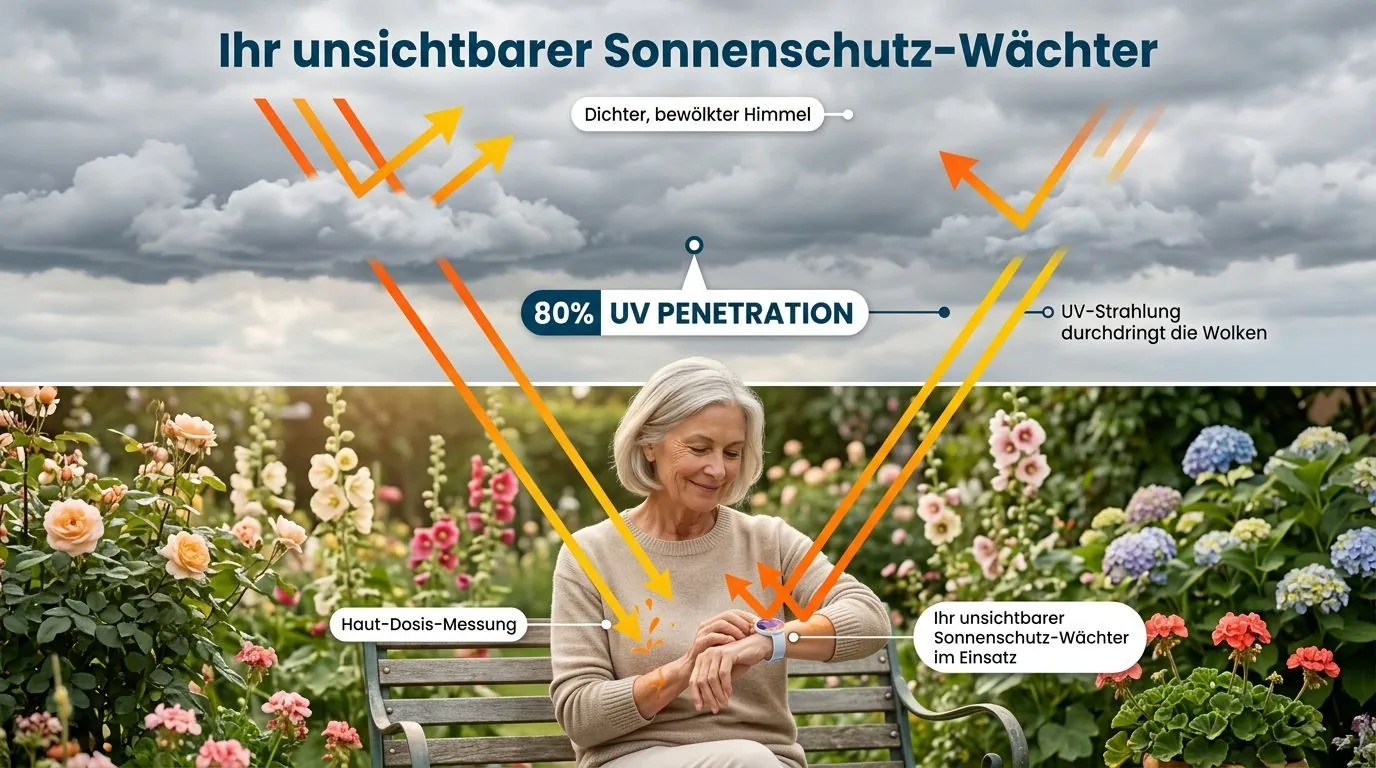 Grafik: UV-Strahlung durchdringt Wolken und erreicht die Haut
